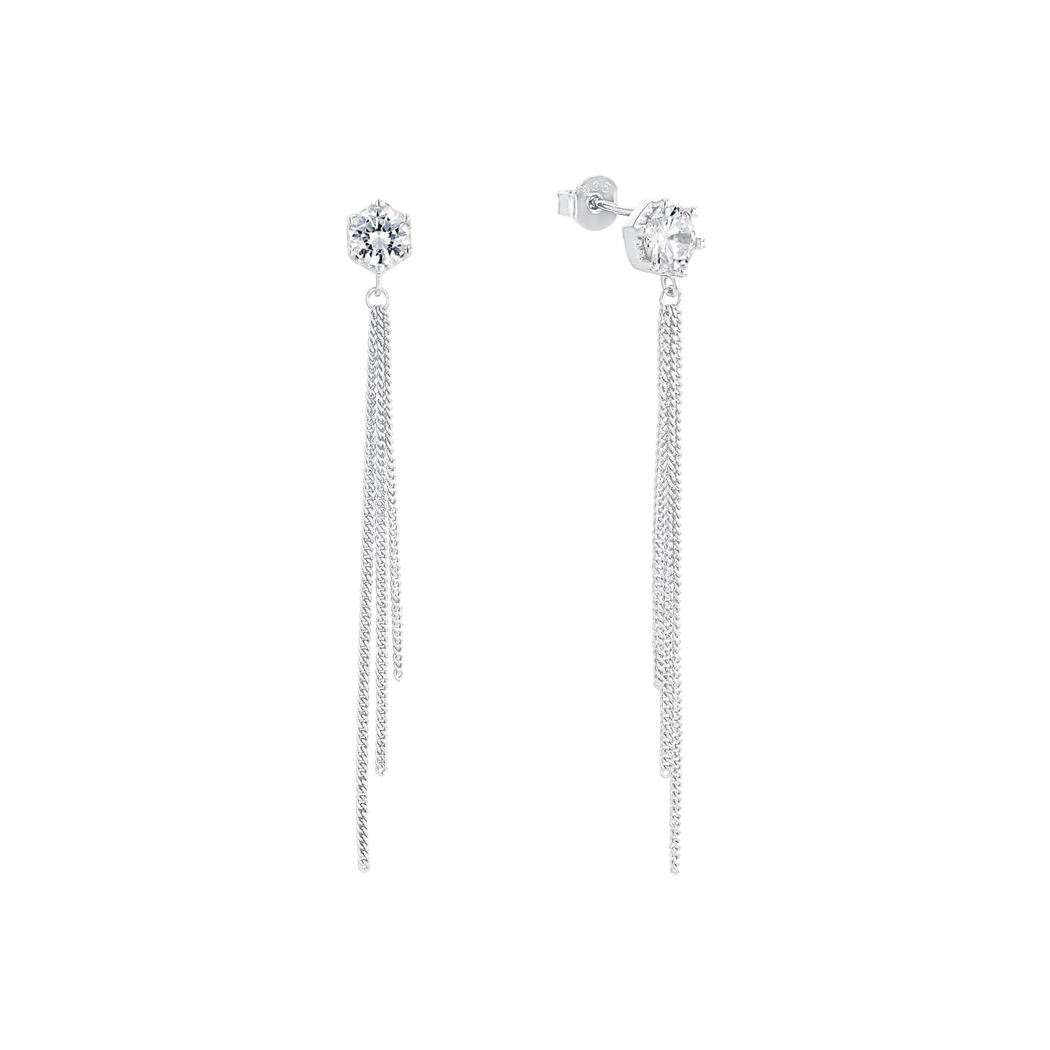 Amor Ohrhänger 925 Sterling Silber Damen Ohrschmuck, mit Zirkonia synth., 6,5 cm, Silber, Kommt in Schmuck Geschenk Box, 2026216