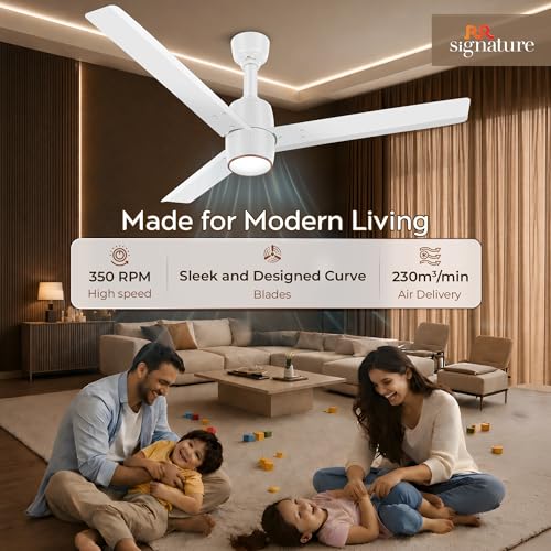 Image of RR Signature OPUL AIR 1250mm BLDC Underlight Ceiling Fan with 100% Pure Copper Motor - 35W | 350 RPM High Speed | Remote Control & LED Light | 3 Light Modes | 3 Year Warranty - MIRAGE WHITE