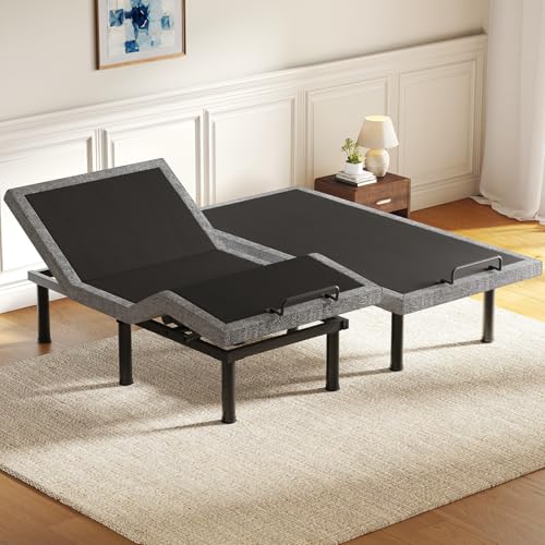 Image of Tami Tami T450 Adjustable Bed Frame Split King Size with Remote & Nightlight - Syncable Electric Beds Bases with Head & Foot Incline, Zero Gravity, 3 height-adjustable legs, Quiet Motor, Easy Assembly