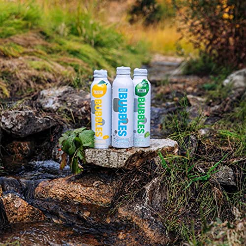 Image of JUST Bubbles Lemon - Pure Premium Sparkling Spring Water in a Fully Recyclable Reusable Eco-Friendly Bottle - 100% Mountain-Sourced Carbonated Water with Naturally Occurring Minerals, 16 Fl Oz (Pack of 12)