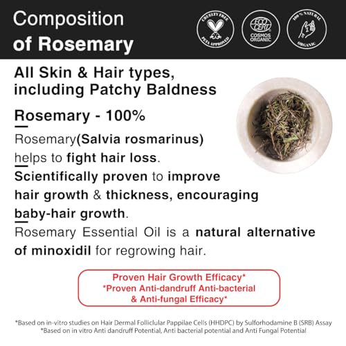 Soulflower Rosemary Essential Oil for Hair Growth, Hair Fall Control and Nourishment, Skin Care | Clinically Tested & Ecocert Certified Organic... - Image 2