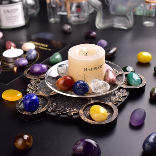 Image of Polished Stone Set Yooperlite Crystals, 0.8 inch Handpicked Tumbled Gemstones Rocks, Pebbles for Reiki, Chakra, Healing, Home Decor