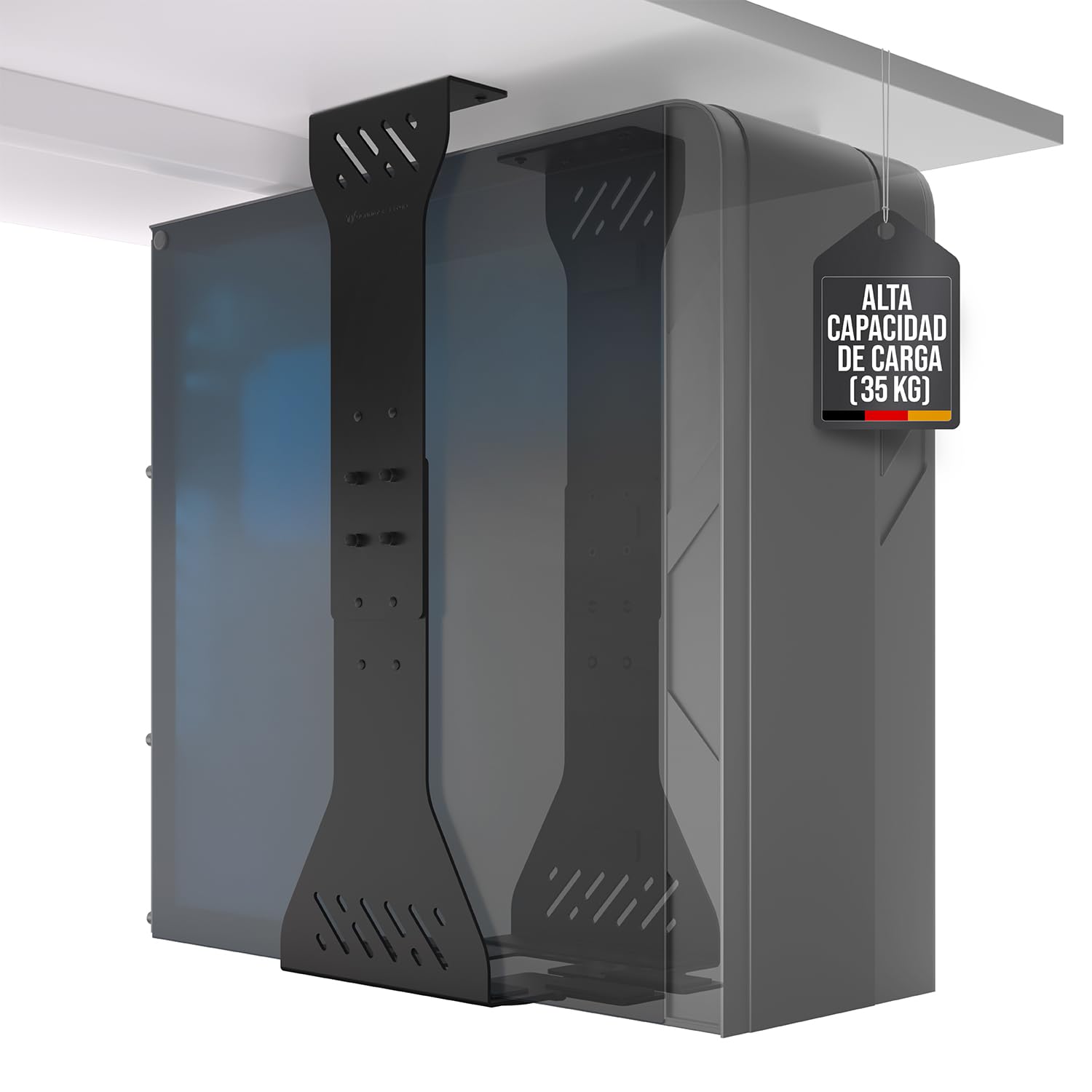 Under Desk PC Stand, Heavy Load up to 35kg, Fixed and Adaptable for PC Tower (Black)