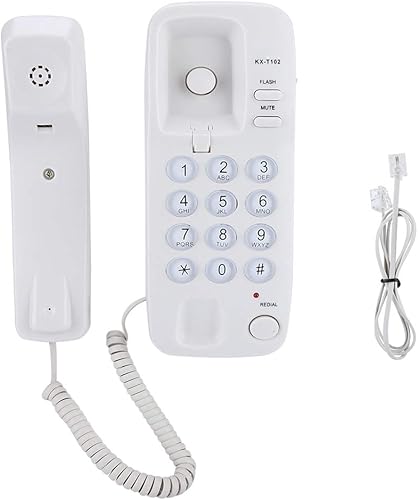 Miniatura 7 de ASHATA Teléfono fijo de montaje en pared, teléfono con cable de pared de escritorio, teléfono compacto con redireccionamiento, teléfono analógico de