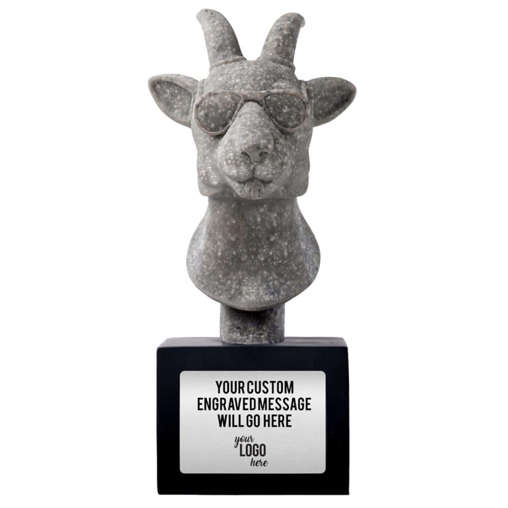 Baudville Custom Engraved Rock Star Trophy Award - Carved Gray Stone on Black Resin Base - Comes with Elegant Black Gift Box
