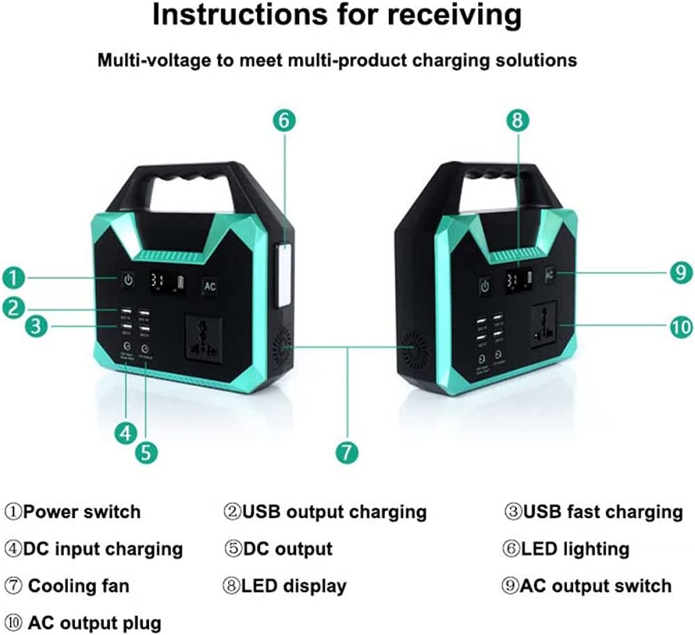 Estación de energía portátil, Paquete de batería de Litio de Respaldo para Campamento de 40800 mAh/150 WH, con Toma de CA de 110 V-220 V/100 W, para campamentos en vehículos recrea