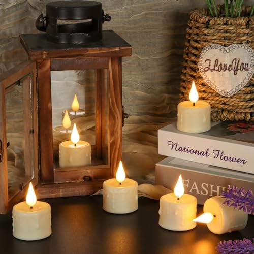Image of Rechargeable Tea Lights with Remote and Timer, 6pcs Flameless Candles LED Flickering with Charging Base and USB Cable, Electric Votive Tealights Warm White