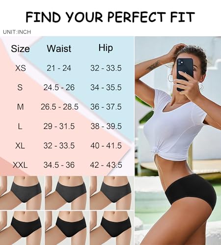 Image of Womens Underwear,Cotton Mid Waist No Muffin Top Full Coverage Brief Ladies Panties Lingerie Undergarments for Women Multipack