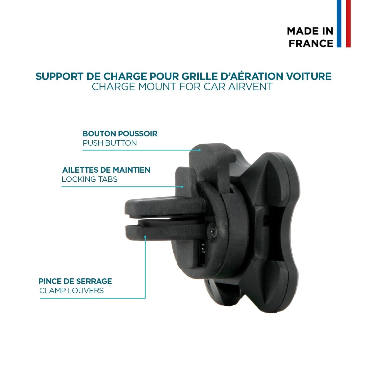 Mobilis Kit Conector/Dongle Magnético Pogo Pin + Soporte de Carga 65 W con Pinza para Coche (Rejilla de Ventilación) - Smartphone & Ordenador Móvil - Energia Mobile