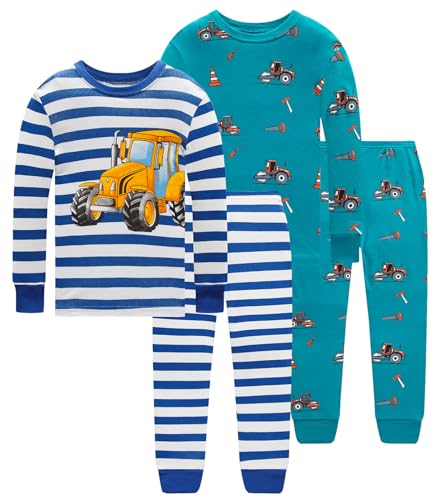 Image of Little bety Cotton 4 Piece Pajamas Boys Long Sleeve Sets Toddler Boys Pjs Kids Sleepwear Sets