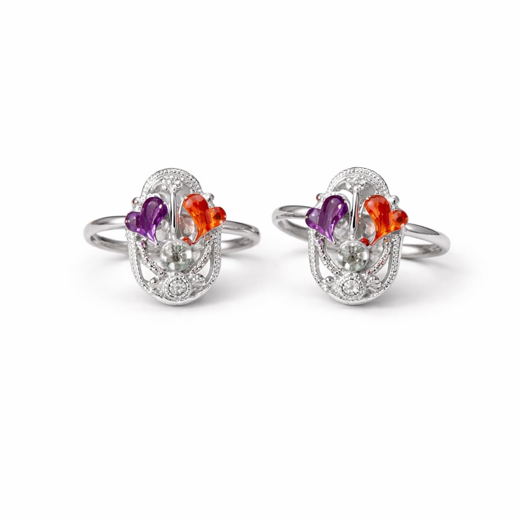 Art Jewellery charming silver finish purple and orange stone stud adjustable feet accessories/Bicchiya/Bichudi/toe ring/ 1 pair for women.-image-43