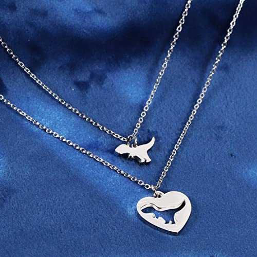 Ankiyabe Mother Daughter Necklack Set Matching Cutout Animal Heart Necklaces Mommy and Me Gift Mama Bear Saurus Necklace Mom Daughter Quote Necklace4