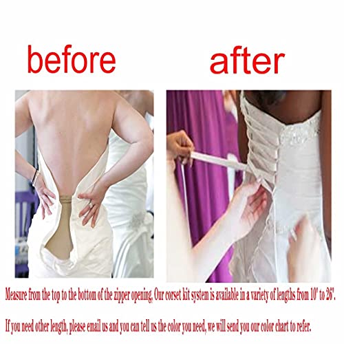 Ci-One Satin Corset Kits Zipper Replacement Wedding Gown Back Lace Webbing Diy Craft Wedding Dress Accessories Materials Set White, 22 In #TOP2