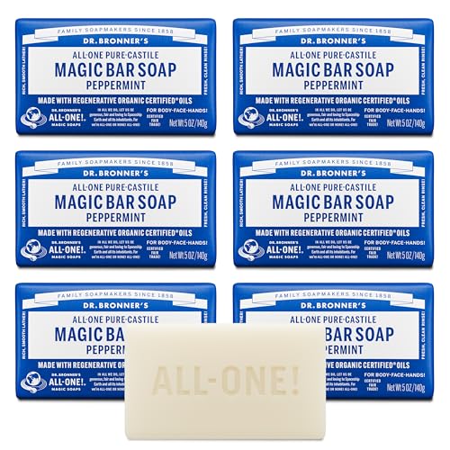Dr. Bronner's Pure-Castile Lot de 6 savons à la menthe poivrée 141,7 g