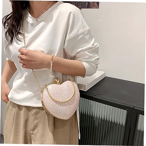 Pochette chic en métal et PU de haute qualité avec chaîne cœur