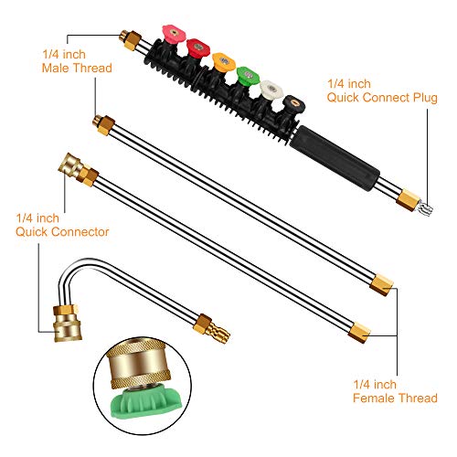 BEETRO Pressure Washer Extension Wands,9.53 ft Upgrade Replacement Lance, Power Washer Gutter Cleaning Tools with 30° and 90°Curved Rod,4000 PSI,9- Pack