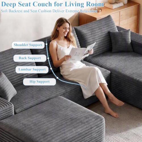 Image of Boneless Cloud Sectional Couch Modular Sofa with Ottoman for Living Room