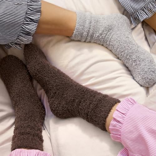 Image of 6 Pairs Women Fuzzy Socks Microfiber Warm Winter Sleep Fluffy Socks
