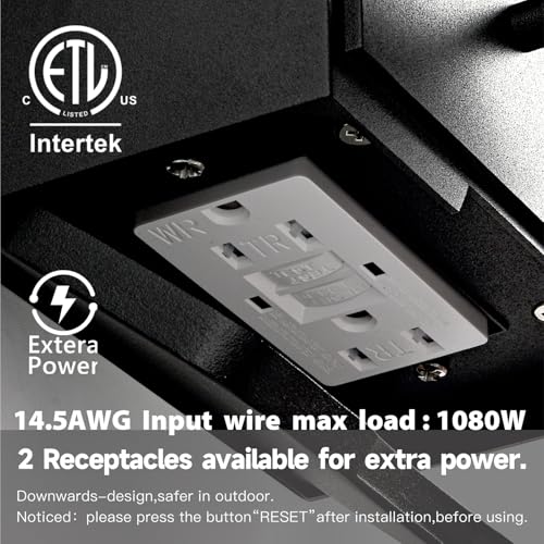 Image of Porch Lights with GFCI Outlets Dusk to Dawn Outdoor Wall Lights Waterproof Exterior Lighting Fixtures Modern Outside Lights Wall Mount for House Patio Garage,11.8''H,1PC
