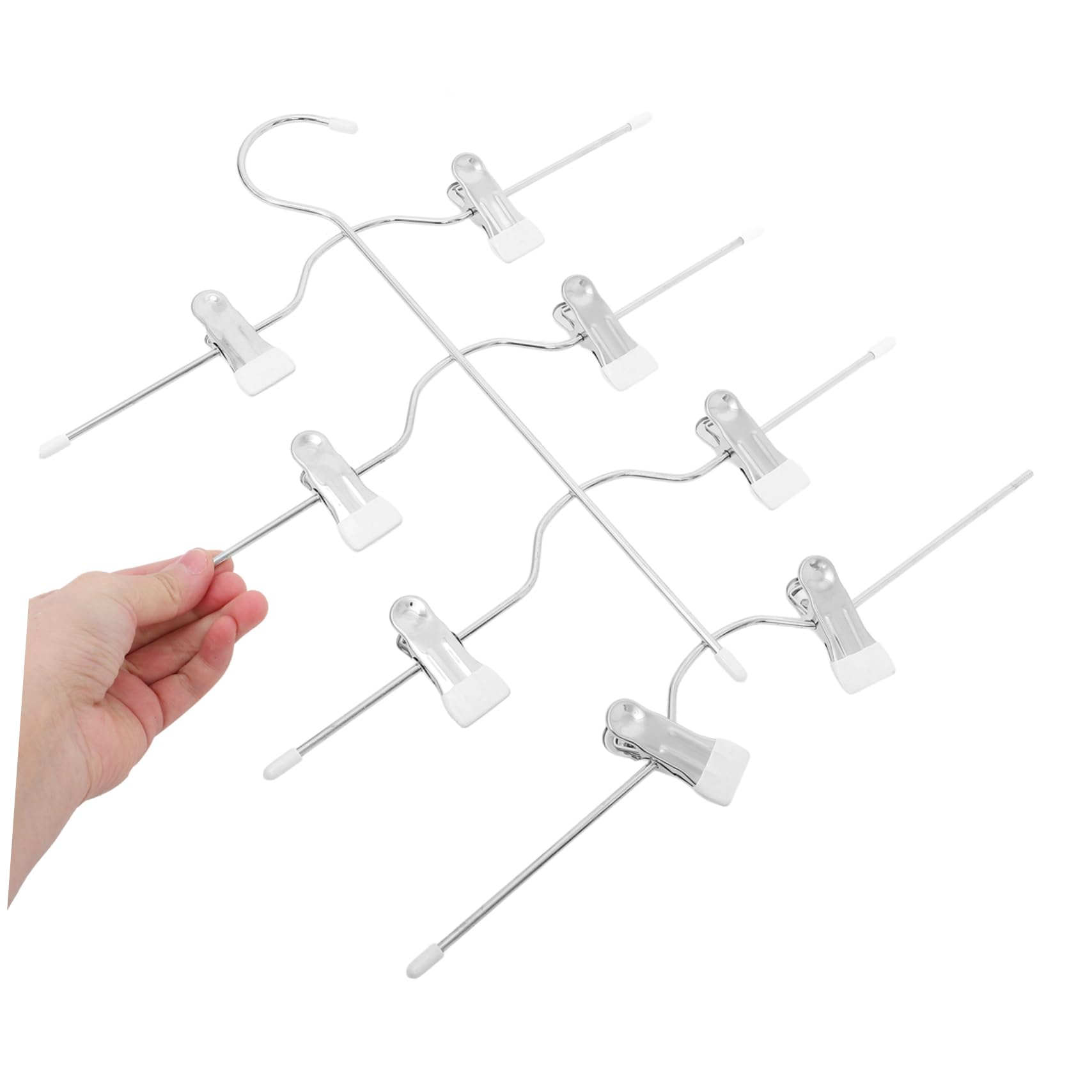 Hosenbügel Weiß 4-stöckiger Pack Clips mit Manganstahl