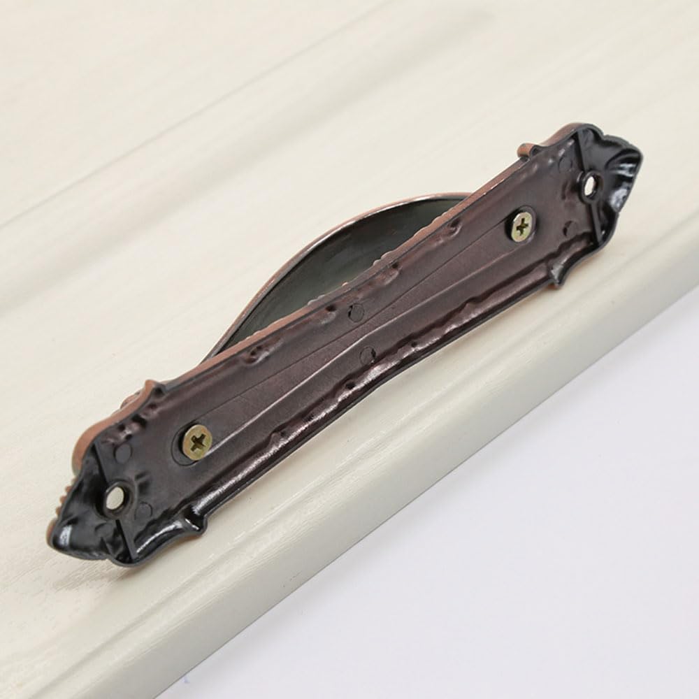 SagaSave 6 maniglie per ante di armadietti, 160 mm, stile europeo antico, a forma di fiocco, maniglie vintage per armadio, cucina, camera da letto, bronzo rosso