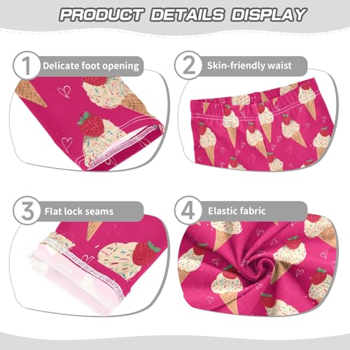 senya Girls Printed Leggings Yoga Pants Ice Cream Strawberry Heart Pattern for Kids in 4t to 10 Years, 4T3
