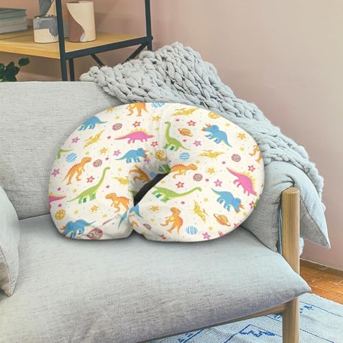 Image of Colorful Dinosaur Pillow Cover for Infant Snug, Breathable Neutral Breastfeeding Pillow Cover for Bottle Feeding, Lightweight Durable