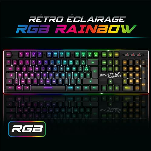 Spirit of Gamer, Pack Clavier Souris sans Fil Gamer Rechargeable RGB, Structure Aluminium, AZERTY FR Rétroéclairé, Gaming Keyboard Semi Mécanique, Wireless Mouse 4800 DPI, PS4/PS5, PC, Xbox, Noir – Image 4