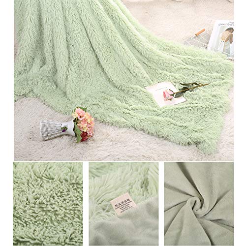 Hggzeg Super Soft Long Shaggy Throw Blanket, Elegant Cozy Faux Fur Decorative Throw Blanket for Couch Chair & Bed (Green, 160 x 200cm) - Cosy Home Interiors Hggzeg Super Soft Long Shaggy Throw Blanket, Elegant Cozy Faux Fur Decorative Throw Blanket for Couch Chair & Bed (Green, 160 x 200cm) - Image 2