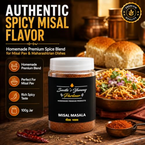 Image of Savita's Yummy Parlour Misal Masala - 100g | Authentic Maharashtrian Spice Blend | Homemade Premium Masala for Spicy & Flavorful Misal