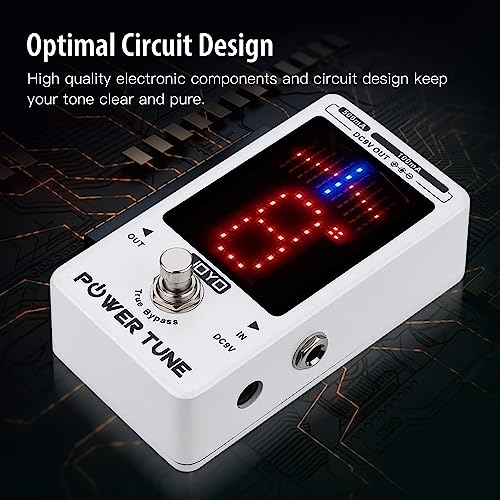 Image of JOYO Tuner & Power Supply Guitar Pedal, 8 Isolated DC 9V Outputs (2x500mA + 6x100mA), Chromatic Tuner with Large LED Display, True Bypass (JF-18R)