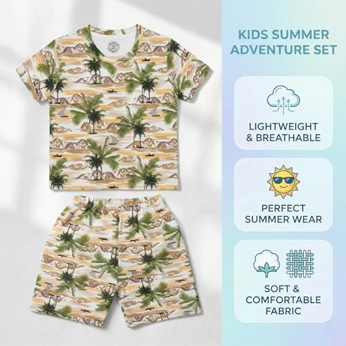 Image of Kids Dress for Boys | Round Printed Neck Half Sleeve T-shirt and Pant Clothing Set for Baby Boys
