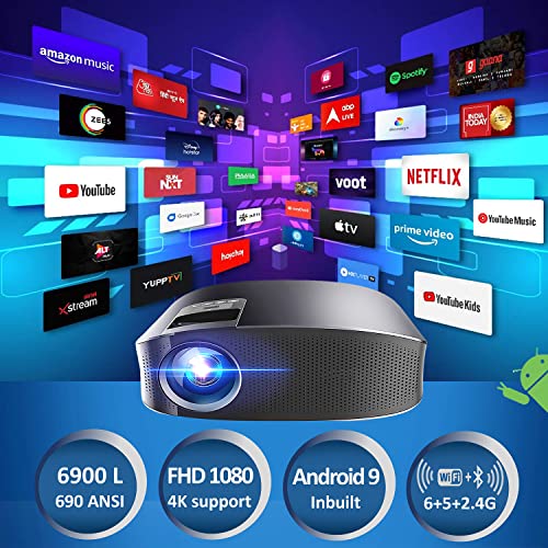 Image of E Gate Zen 7X | Official Google TV & Netflix Inside | 100% Dust Proof | Brightest 700 ISO | Native 1080p Projector 4K Ultra HD | Auto Keystone & Focus | ScreenFree | Dolby Audio-12W Speaker