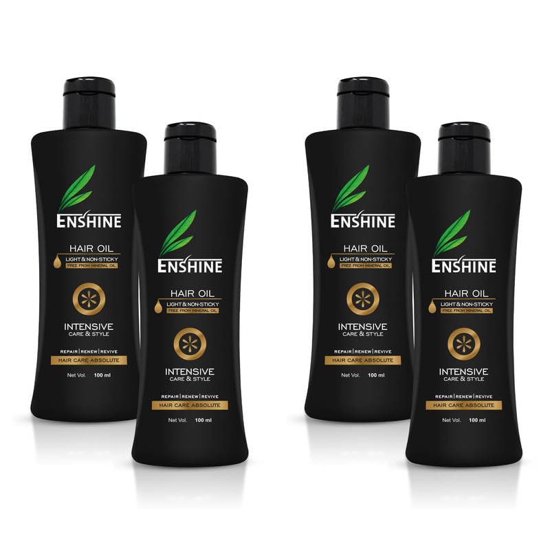 Enshine Herbal Hair Oil | Rich Blend of Essential Oils for Hair growth | Hair Fall Control Pack of 4 (100ml each)