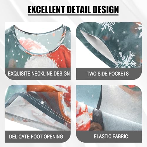 ALAZA Christmas Penguin Bird Snowflake Winter Pajamas Set Short Sleeve Cotton Sleepwear Summer Pjs 2 Piece 5-14Y4