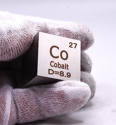 Image of 1 inch 25.4mm Cobalt Metal Cube Co up to 99.9% Pure Periodic Table Element Engraved Density Collection Science Education Display Block Cube + Acrylic Case Box - 1PC
