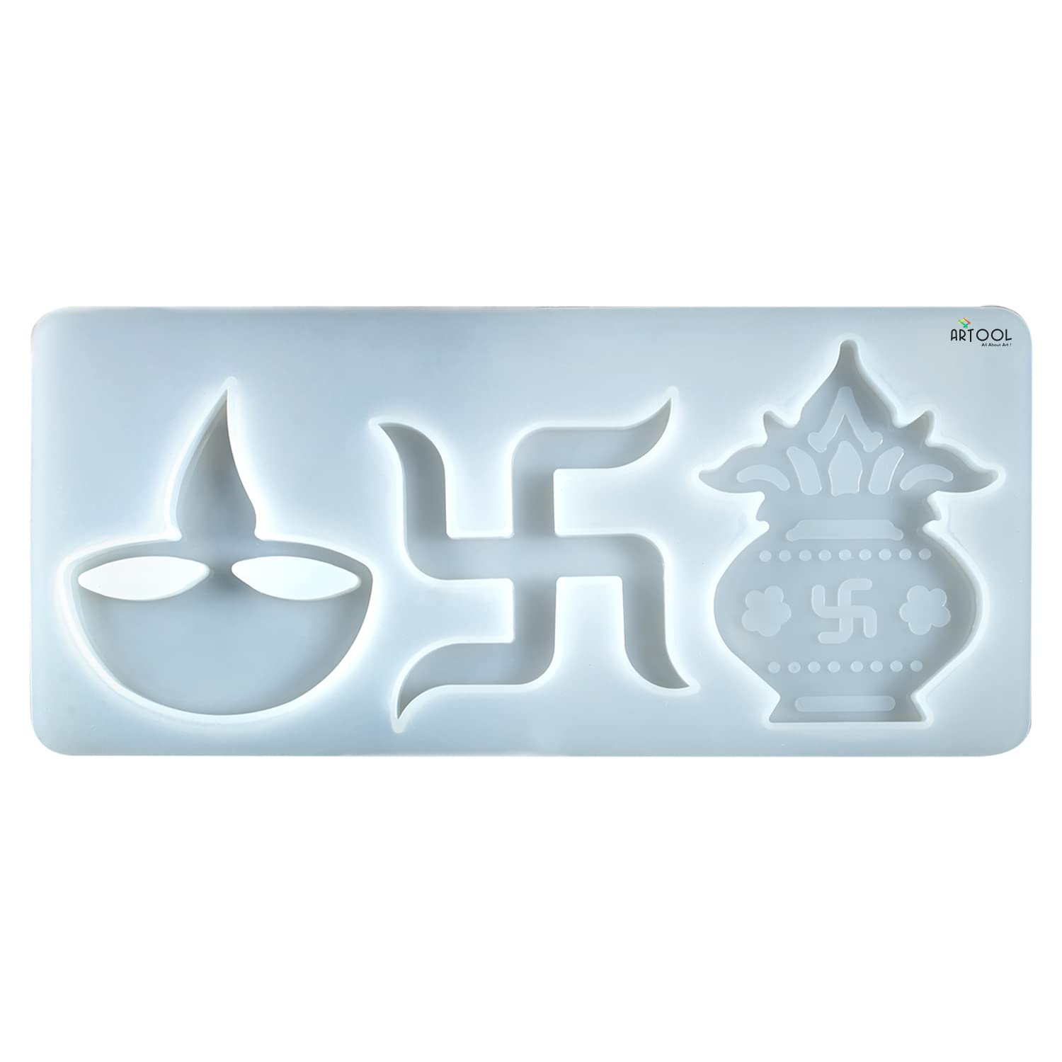 ARTOOL Silicone Deepak Kalash Swastik Creative DIY Multipurpose Diwali Decoration Silicone Mold Epoxy Resin Mould 26x12 cm (B120)-image-10
