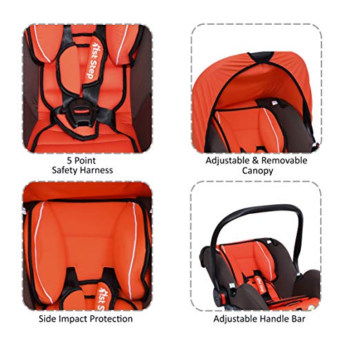 Image of 1st Step 4 in 1 Multi Purpose Baby Carry Cot,Car Seat, Rocker,Feeding Chair for Infant Babies of 0 to 15 Months & Weight Capacity Upto 13 Kgs (Orange)