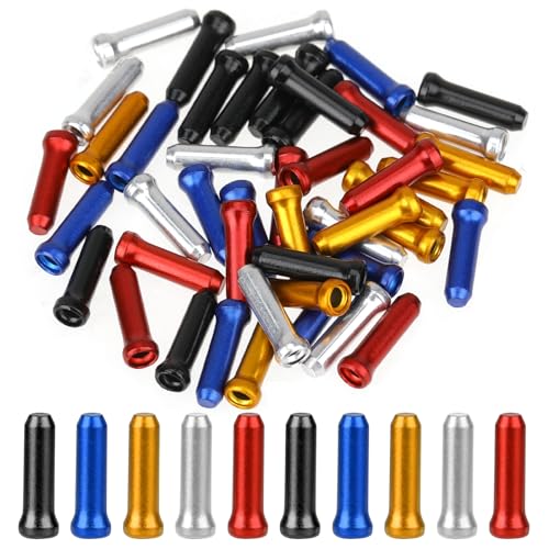 50pcs Bike Brake Cable End Cap Crimps, Bike Cable End Caps, Bicycle Cable Ends Cycling Caps Alloy Crimps Bike Brake Cable End Tips Parts Suitable for Road Mountain Bicycle, Various Types of Bikes