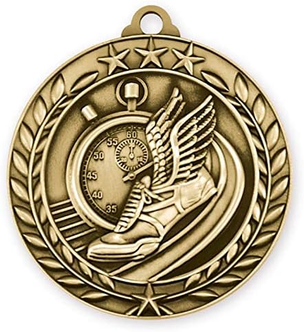 Express Medals Track Gold 1st Place Medal with Neck Ribbon Award WAM9