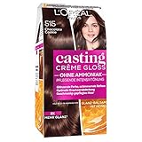 L'Oréal Paris Coloration ohne Ammoniak und ohne Silikone, Pflegende Intensivtönung mit Glanz-Reflex-Balsam, Casting Crème Gloss Haarfarbe, Nr. 515 Chocolate Cookie (Braun), 1 Stück