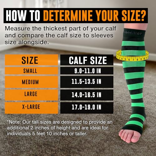 Image of Doc Miller Open Toe Compression Socks 15-20 mmHg for Women & Men, 1 Pair | Toeless Knee High, Wide Calf Stockings, Pregnancy, Varicose Veins, Shin Splints, Swelling, Recovery, Travel, Daily Wear