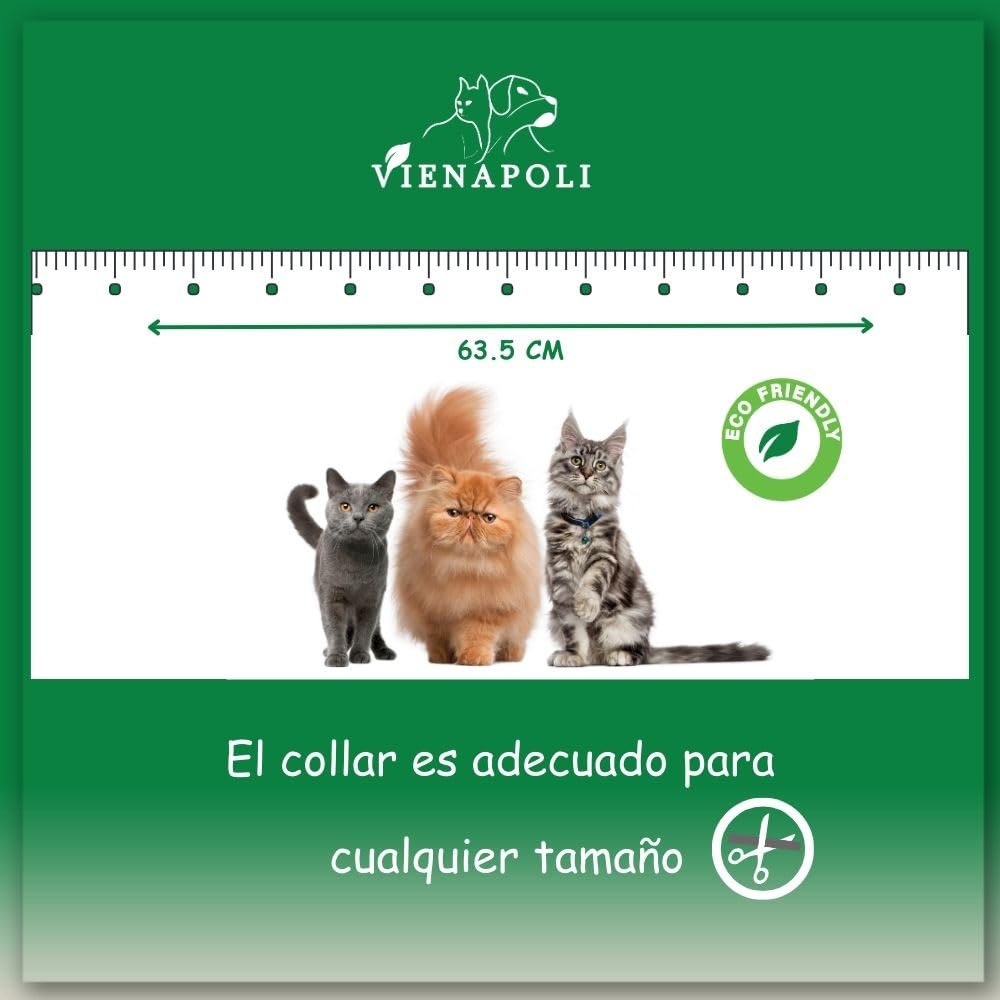 Collar antipulgas y garrapatas para Gatos, Resistente al Aqua, protección Activa de hasta 8 Meses, 33 centimetros, para qualquier tamaño de Gato