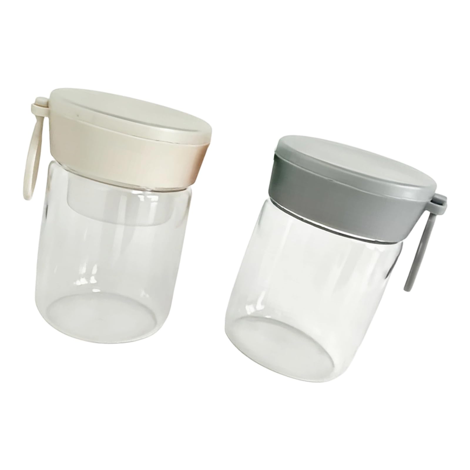 Qusinfc Overnight Oat Container with Seal Lid and Spoon Overnight Oat Jar, Glass Food Storage Jars for Salad Yogurts Cereal Milks Container with Lid