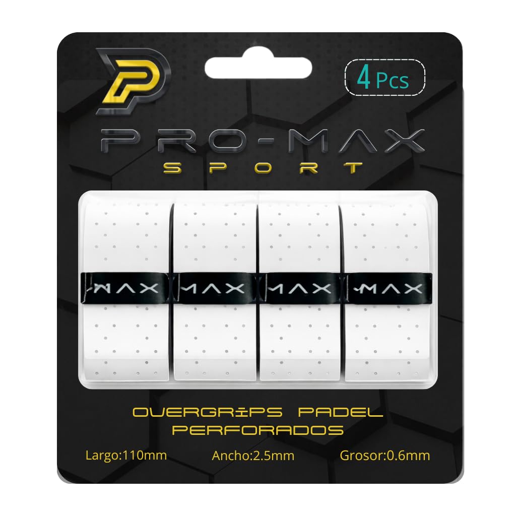 Overgrips Padel Extra Adherente Perforados Blanco Packs 4/6/10/25/50 Alta Absorción Sudor Cinta Agarre Antideslizante Grip Pro Sobregrip Raqueta Durabilidad Accesorios Padel