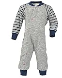 Engel Natur, Baby und Kinder Schlafanzug Frottee, 100% Wolle (74/80, Hellgrau Melange)