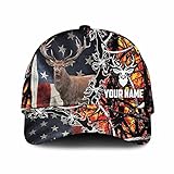 US Flag America Deer Trucker Hat Hunting Hats for Men Baseball Cap Adjustable Dad Hat One Size Fit A