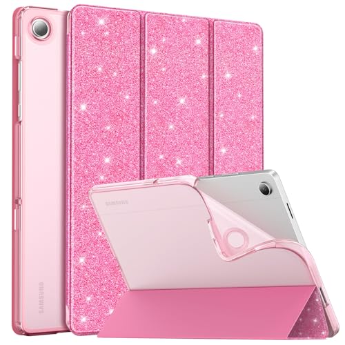 Image of MoKo Case for Samsung Galaxy Tab A11+ Plus 11 inch 2025, Shiny Pink | Fit Samsung Galaxy Tab A9+ Plus 2023 with Soft TPU Translucent Back Protective Cover Trifold Stand Case, Auto Wake /Sleep
