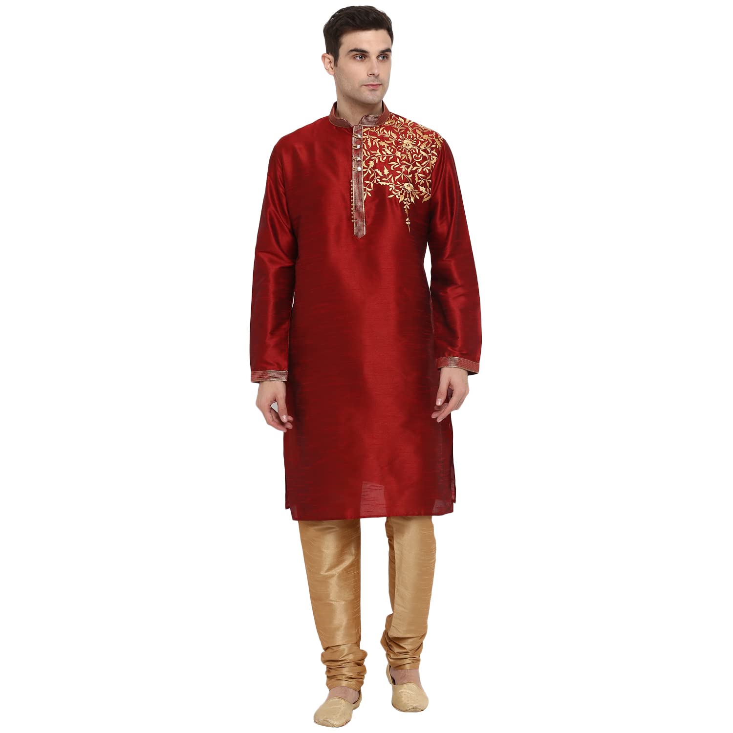 Mens Silk Blend Festive Kurta Churidaar Set-image-14