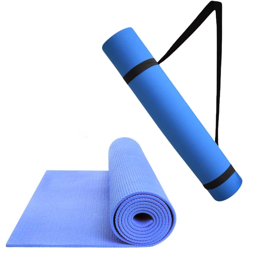 Esterilla de yoga gruesa para ejercicio y pilates – Esterillas de yoga antideslizantes con correa, extra ancha mate para el hogar, esterilla de pilates ligera y duradera para estudio y fitness